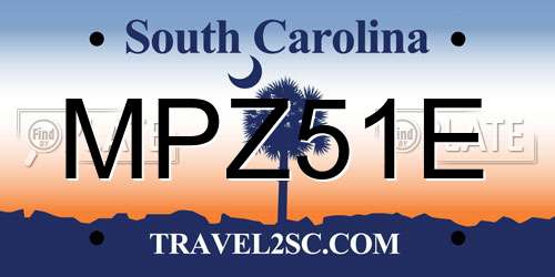 MPZ51E South Carolina License Plate