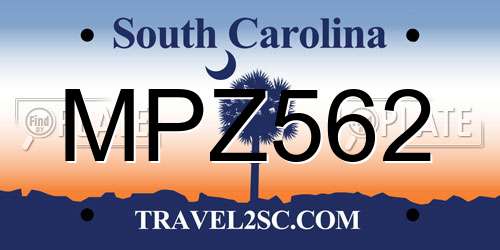 MPZ562 South Carolina License Plate