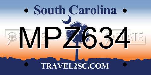 MPZ634 South Carolina License Plate