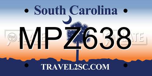 MPZ638 South Carolina License Plate