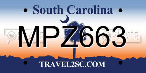 MPZ663 South Carolina License Plate