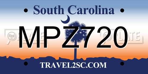 MPZ720 South Carolina License Plate