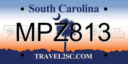 MPZ813 South Carolina License Plate