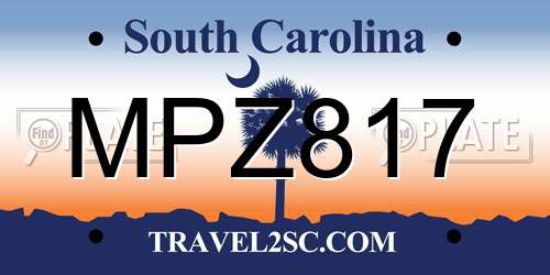 MPZ817 South Carolina License Plate