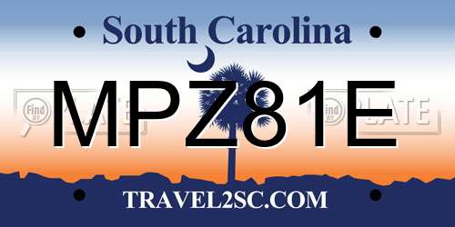 MPZ81E South Carolina License Plate