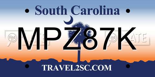 MPZ87K South Carolina License Plate