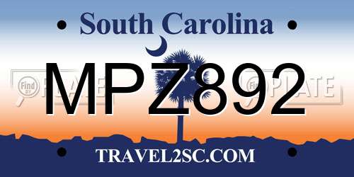 MPZ892 South Carolina License Plate
