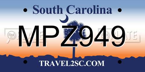 MPZ949 South Carolina License Plate