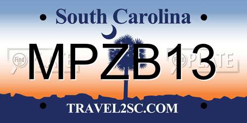 MPZB13 South Carolina License Plate