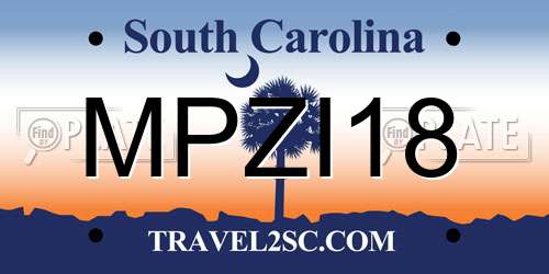 MPZI18 South Carolina License Plate
