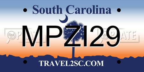 MPZI29 South Carolina License Plate