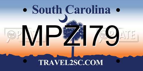 MPZI79 South Carolina License Plate