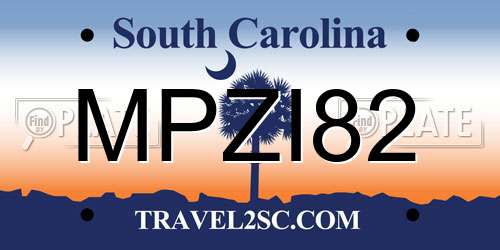 MPZI82 South Carolina License Plate