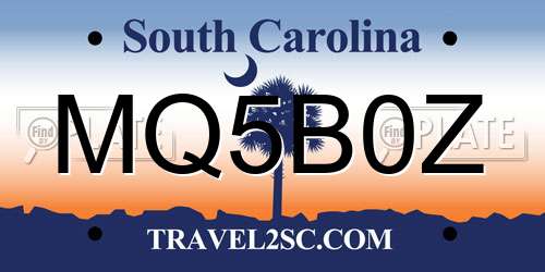 MQ5B0Z South Carolina License Plate