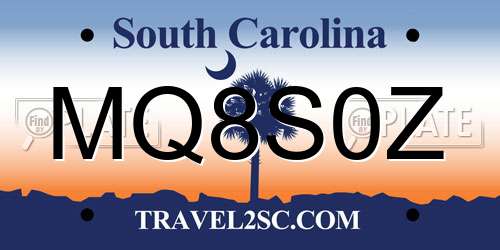 MQ8S0Z South Carolina License Plate