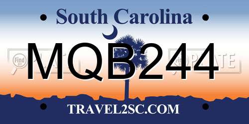 MQB244 South Carolina License Plate