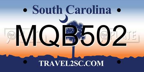 MQB502 South Carolina License Plate