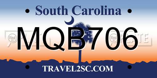 MQB706 South Carolina License Plate