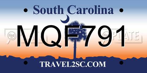 MQF791 South Carolina License Plate
