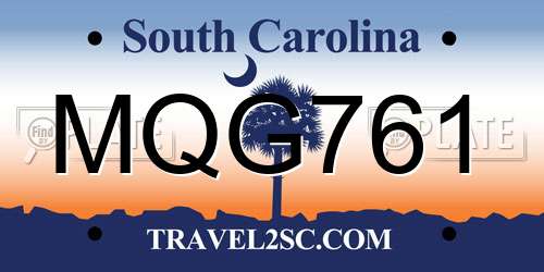 MQG761 South Carolina License Plate