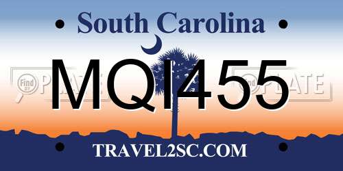 MQI455 South Carolina License Plate