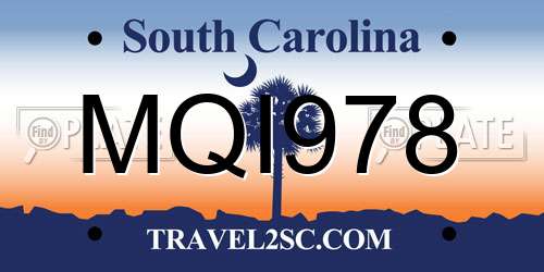 MQI978 South Carolina License Plate