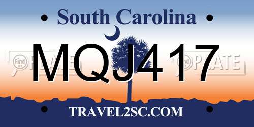 MQJ417 South Carolina License Plate