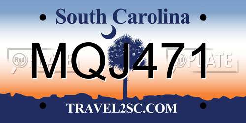 MQJ471 South Carolina License Plate