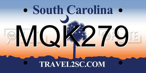 MQK279 South Carolina License Plate