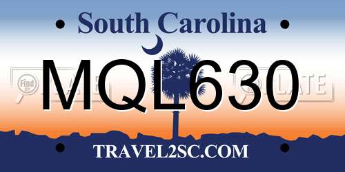 MQL630 South Carolina License Plate