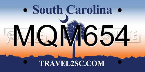 MQM654 South Carolina License Plate