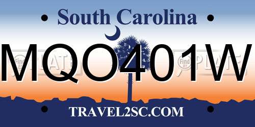 MQO401W South Carolina License Plate
