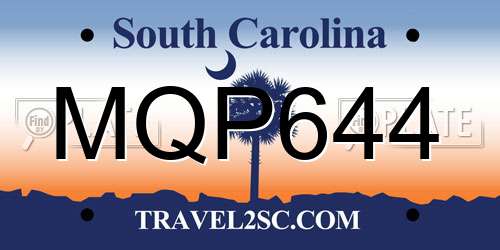 MQP644 South Carolina License Plate