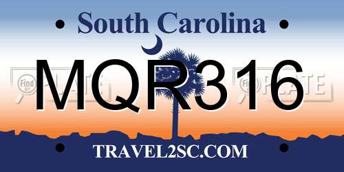 MQR316 South Carolina License Plate