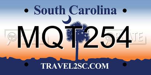 MQT254 South Carolina License Plate
