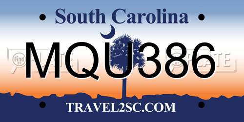 MQU386 South Carolina License Plate