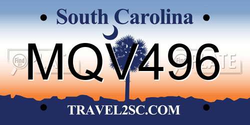 MQV496 South Carolina License Plate