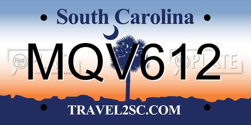 MQV612 South Carolina License Plate