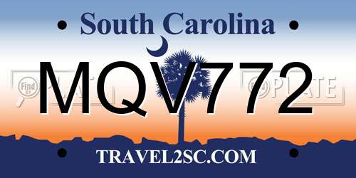 MQV772 South Carolina License Plate