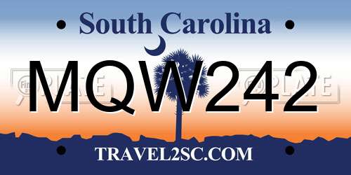 MQW242 South Carolina License Plate