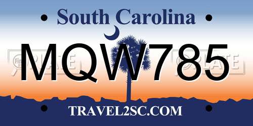 MQW785 South Carolina License Plate