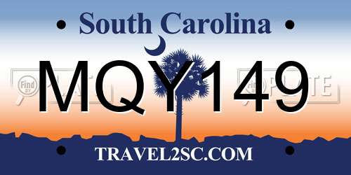MQY149 South Carolina License Plate