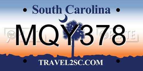 MQY378 South Carolina License Plate