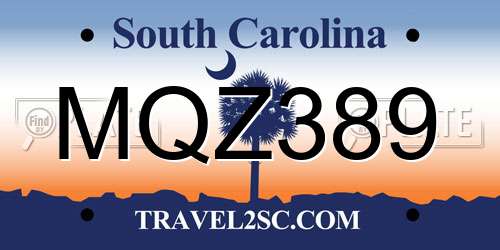 MQZ389 South Carolina License Plate