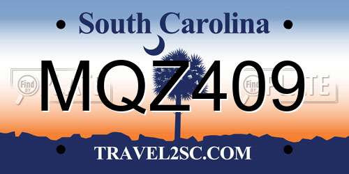 MQZ409 South Carolina License Plate