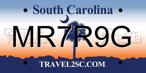 MR7R9G South Carolina License Plate