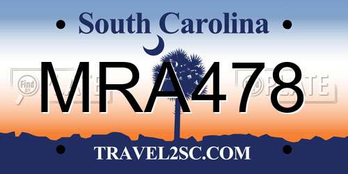 MRA478 South Carolina License Plate