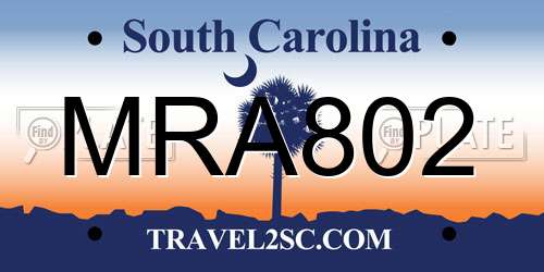 MRA802 South Carolina License Plate