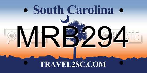 MRB294 South Carolina License Plate