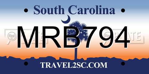 MRB794 South Carolina License Plate